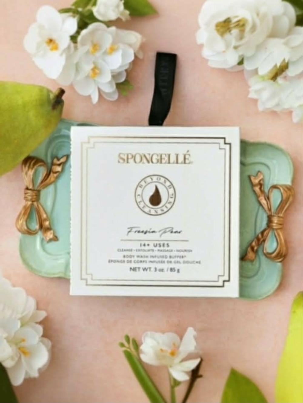 Spongelle Freesia Pear Boxed Flower Body Wash Infused Buffing Sponge *BNIB